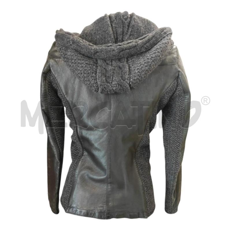 GIACCA DONNA PELLE DELAN DETTAGLI LANA TG 40 CON CAPPUCCIO | Mercatino dell'Usato Salerno torrione 2
