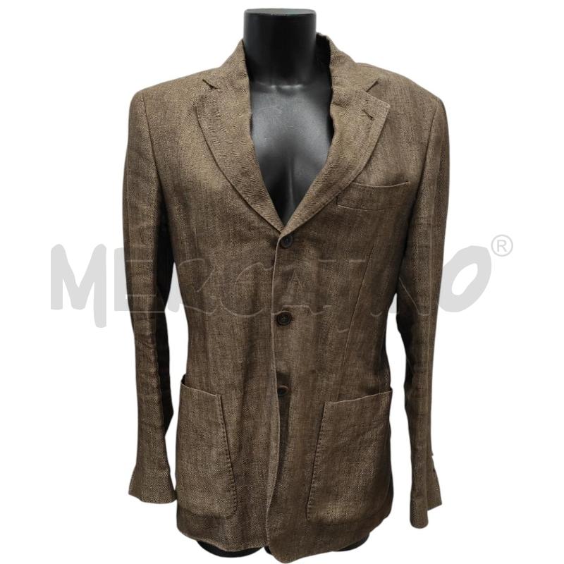 GIACCA UOMO MASSIMO DUTTI MARRONE LINO TG. 46 | Mercatino dell'Usato Salerno torrione 1