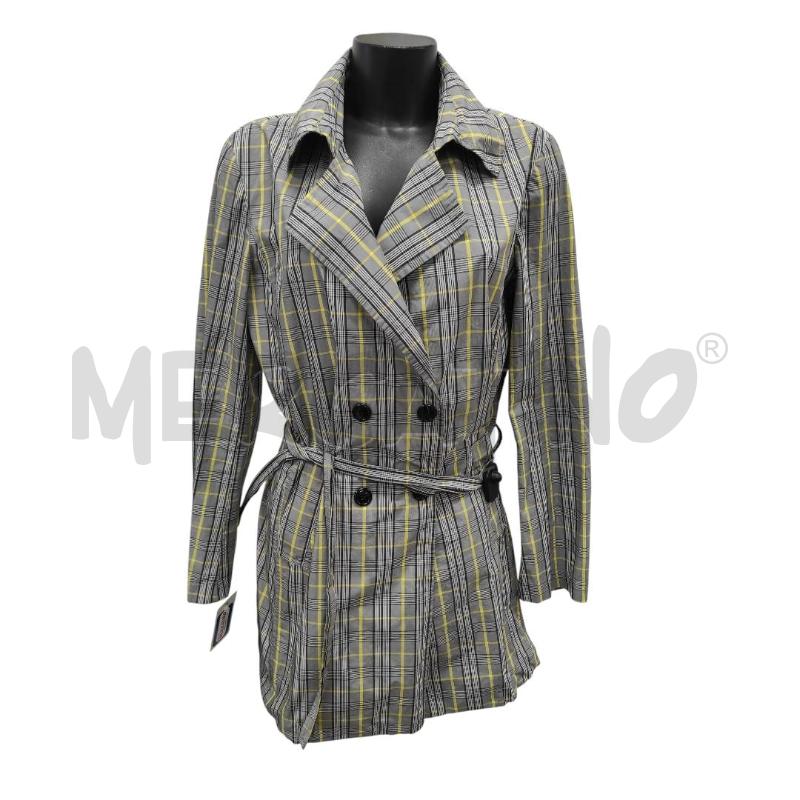IMPERMEABILE DONNA AKÈ GRIGIO QUADRI NERI GIALLI TG. 46 | Mercatino dell'Usato Salerno torrione 1