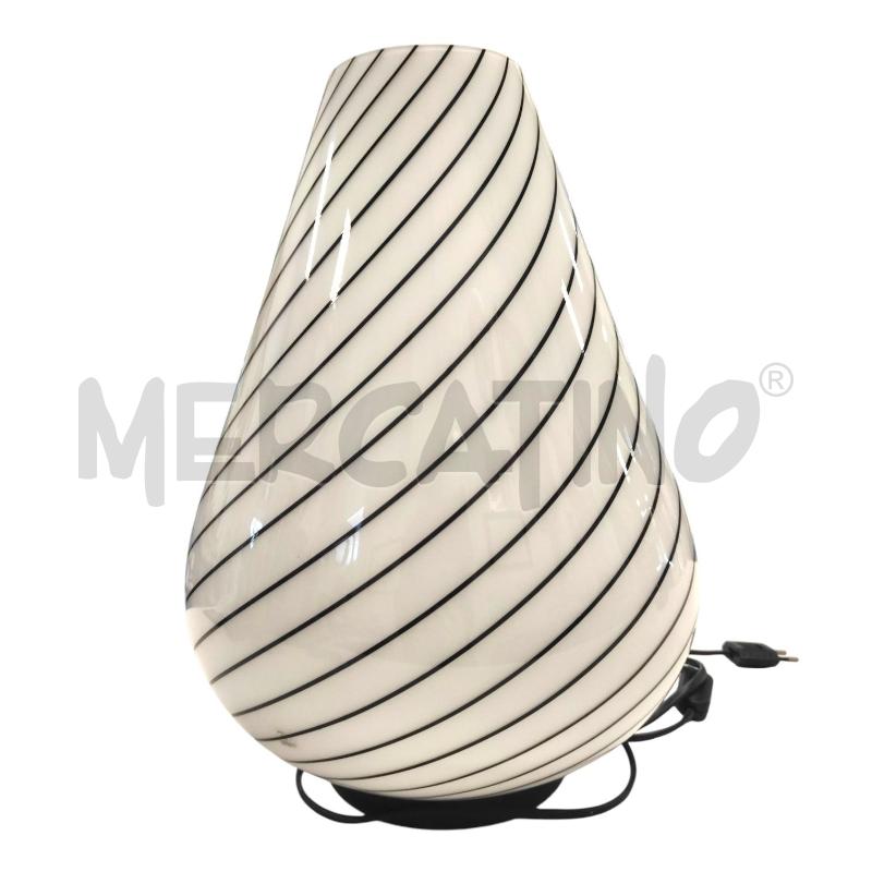 LAMPADA MURANO BIANCA SPIRALE NERA 40X25 CM | Mercatino dell'Usato Salerno torrione 1