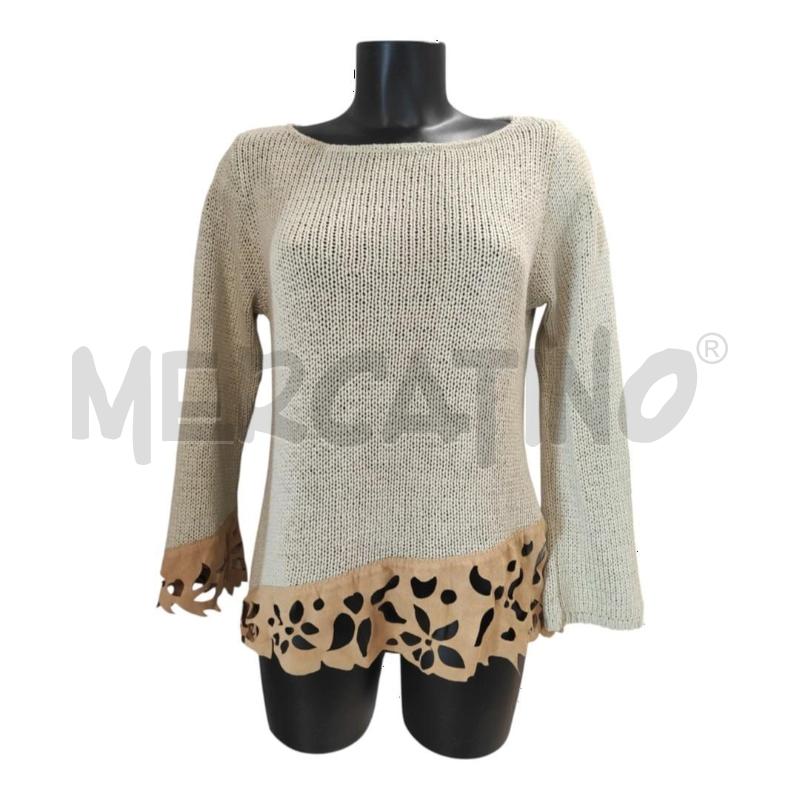 MAGLIA DONNA MARELLA BEIGE CON INSERTI TRAFORATI TG M | Mercatino dell'Usato Salerno torrione 1