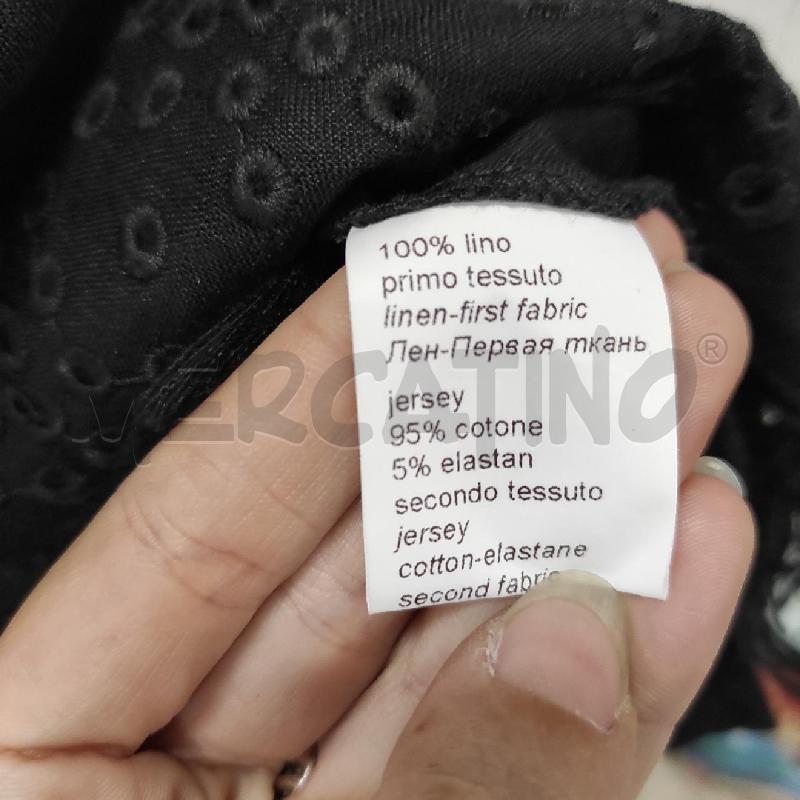 MAGLIETTA DONNA KANGRA NERA CON FRANGE LINO TG. 46 | Mercatino dell'Usato Salerno torrione 4