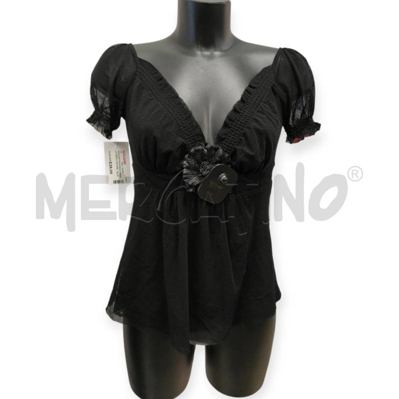 MAGLIETTA DONNA MARELLA NERA CON SPILLA FIORE TG. M | Mercatino dell'Usato Salerno torrione 1