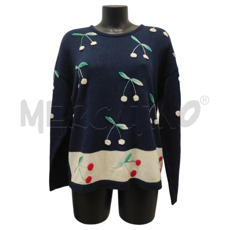 MAGLIONE DONNA MOSCHINO BLU CON CILIEGIE TG. M | Mercatino dell'Usato Salerno torrione 1