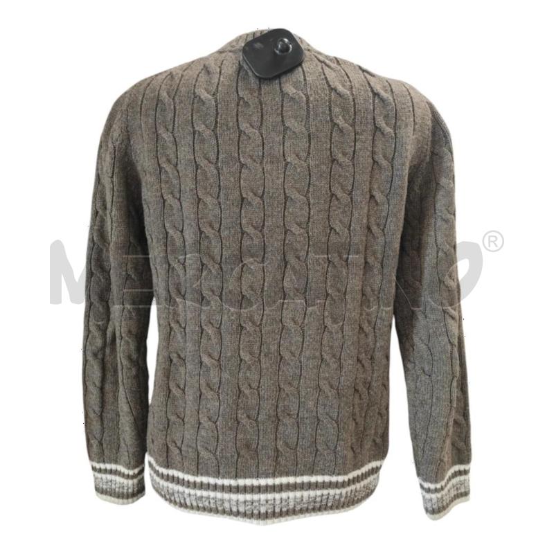 MAGLIONE UOMO ARMATA DI MARE MARRONE MISTO MERINOS TRECCE TG S | Mercatino dell'Usato Salerno torrione 2