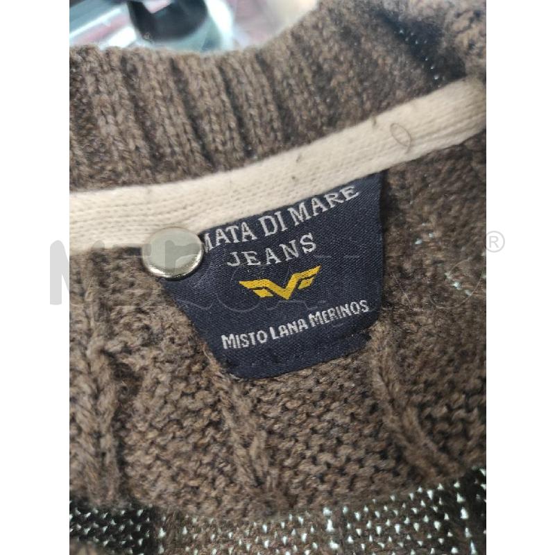 MAGLIONE UOMO ARMATA DI MARE MARRONE MISTO MERINOS TRECCE TG S | Mercatino dell'Usato Salerno torrione 3
