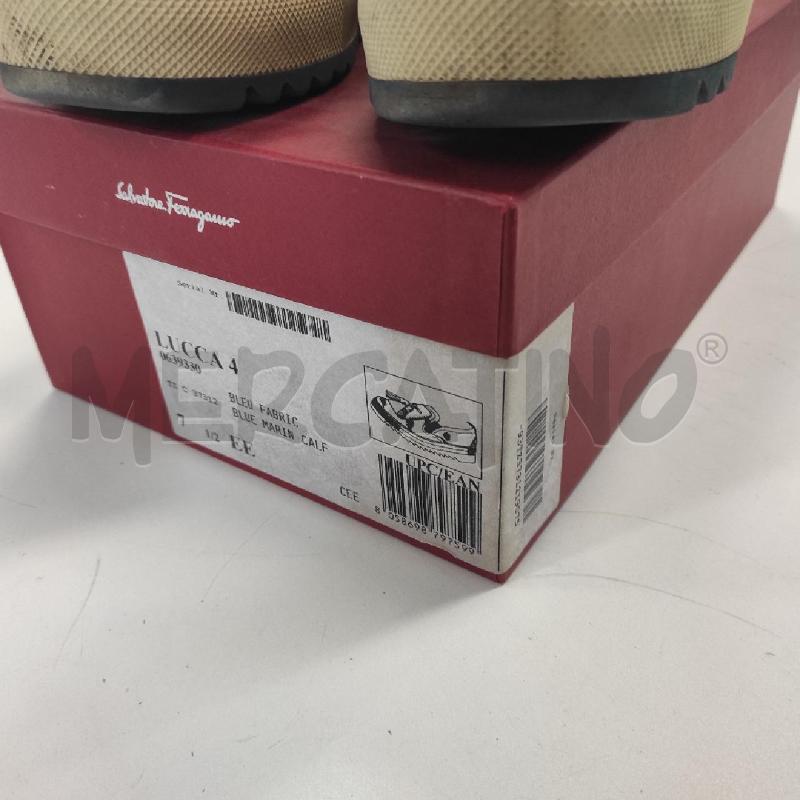 MOCASSINI UOMO FERRAGAMO BLU TELA CON NAPPINE TG. 7.5 | Mercatino dell'Usato Salerno torrione 3