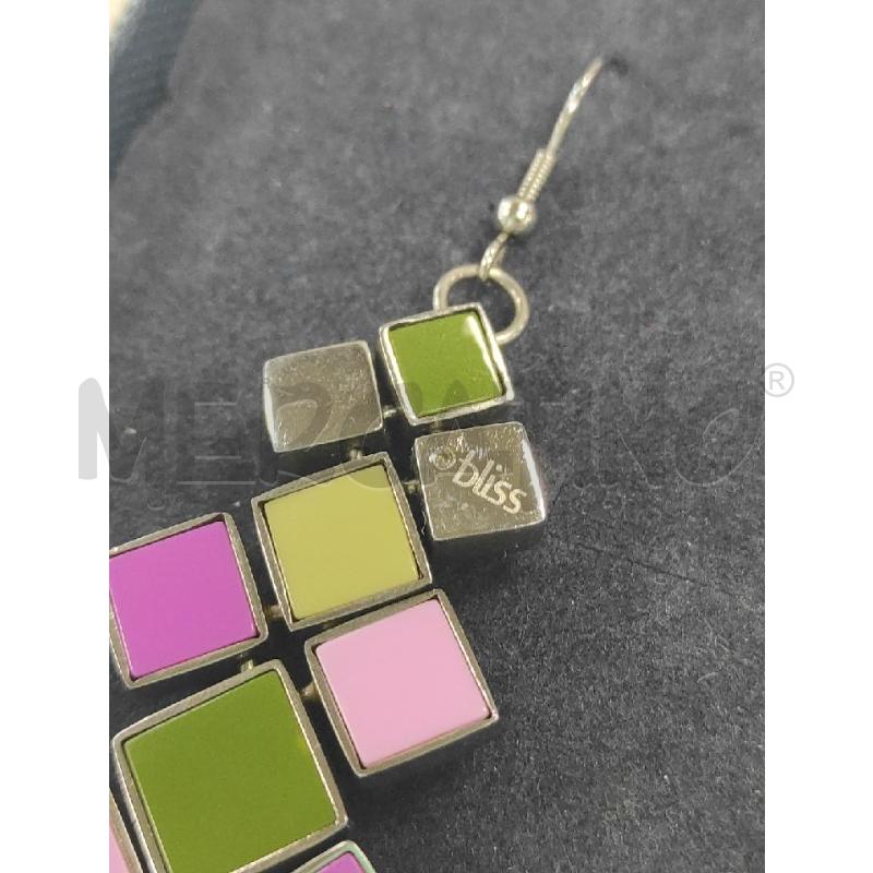 ORECCHINI BLISS QUADRATINI ROSA VERDE NERO | Mercatino dell'Usato Salerno torrione 2