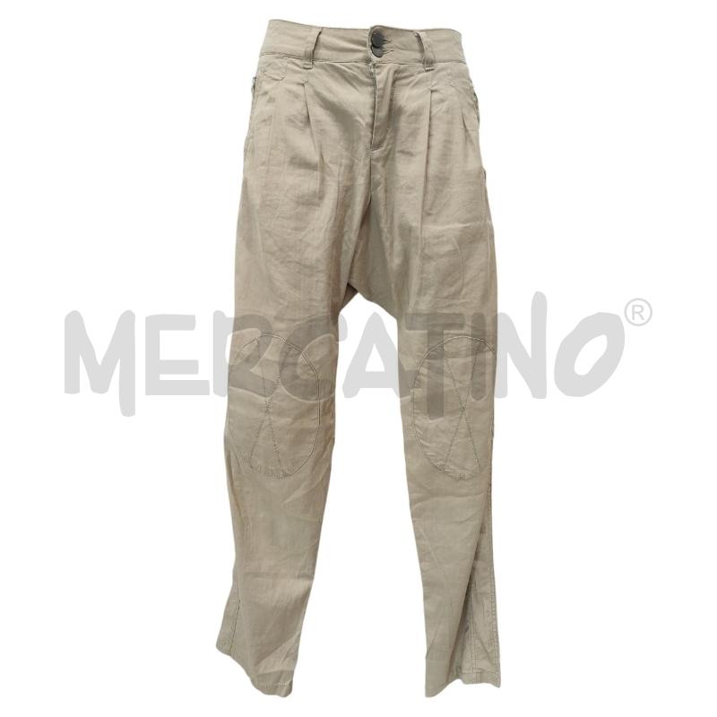 PANTALONE DONNA TWINSET BEIGE LINO E PELLE TG. 44 | Mercatino dell'Usato Salerno torrione 1