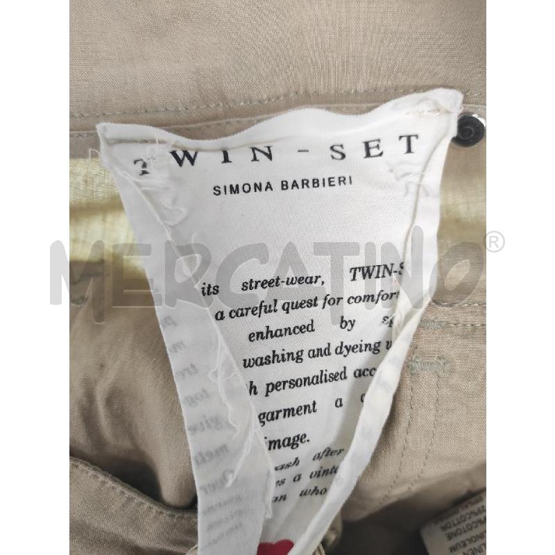 PANTALONE DONNA TWINSET BEIGE LINO E PELLE TG. 44 | Mercatino dell'Usato Salerno torrione 2