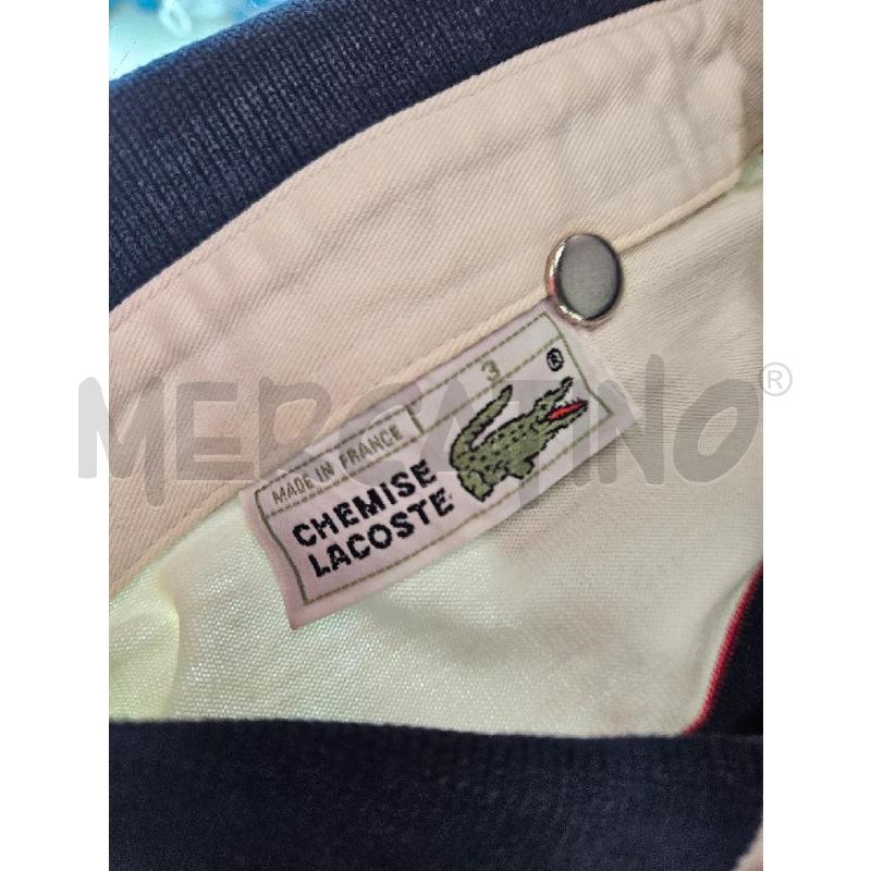 POLO UOMO LACOSTE MANICHE LUNGHE BIANCA BLU TG. 3  | Mercatino dell'Usato Salerno torrione 3