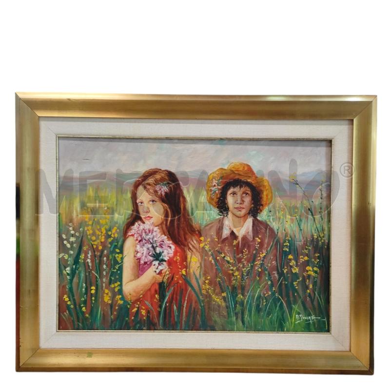 QUADRO ANTONELLO IOVINE COPPIA DI CONTADINI 50 X 70 | Mercatino dell'Usato Salerno torrione 1