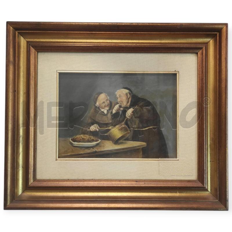 QUADRO CON FRATI CHE MANGIANO  | Mercatino dell'Usato Salerno torrione 1