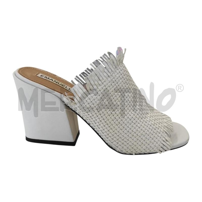 SANDALI DONNA EMANUELLE VEE BIANCO INTRECCIATI TACCO BLOCCO TG. 39 | Mercatino dell'Usato Salerno torrione 1