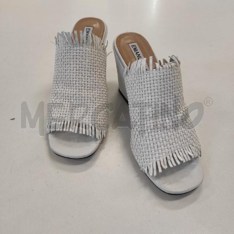 SANDALI DONNA EMANUELLE VEE BIANCO INTRECCIATI TACCO BLOCCO TG. 39 | Mercatino dell'Usato Salerno torrione 2