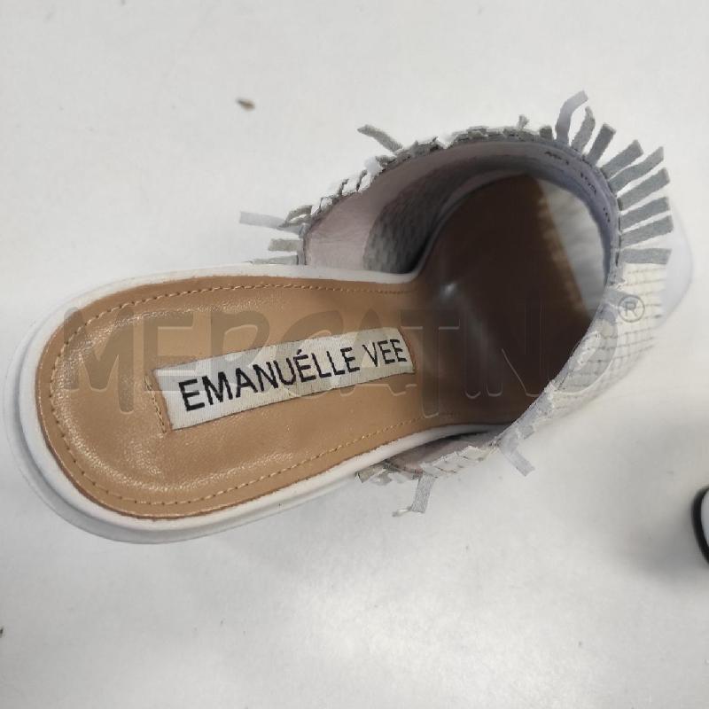 SANDALI DONNA EMANUELLE VEE BIANCO INTRECCIATI TACCO BLOCCO TG. 39 | Mercatino dell'Usato Salerno torrione 3