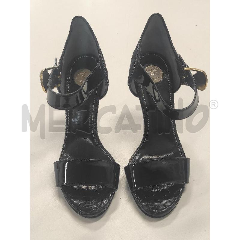 SANDALI DONNA MICHELA RIGUCCI NERO TACCO PIZZO COCCODRILLO TG. 38.5 | Mercatino dell'Usato Salerno torrione 2