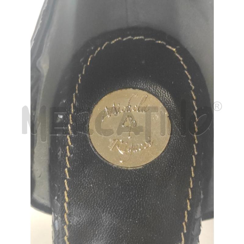 SANDALI DONNA MICHELA RIGUCCI NERO TACCO PIZZO COCCODRILLO TG. 38.5 | Mercatino dell'Usato Salerno torrione 3