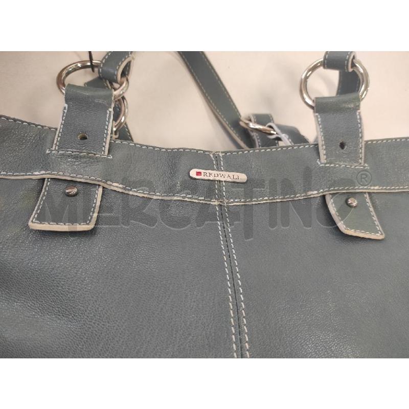 SHOPPER PELLE REDWALL GRIGIO PETROLIO IMPUNTURE BIANCHE CERNIERE | Mercatino dell'Usato Salerno torrione 3