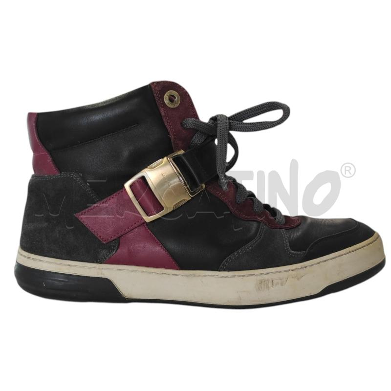SNEAKERS UOMO FERRAGAMO PELLE NERA BORDEAUX CAMOSCIO TG.8 | Mercatino dell'Usato Salerno torrione 1