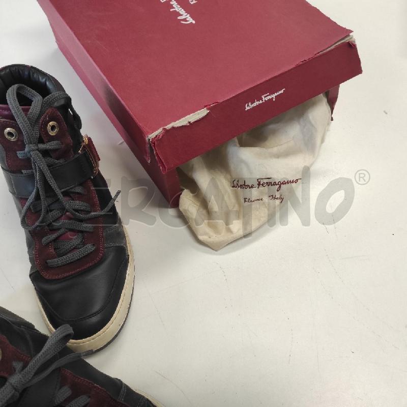 SNEAKERS UOMO FERRAGAMO PELLE NERA BORDEAUX CAMOSCIO TG.8 | Mercatino dell'Usato Salerno torrione 5