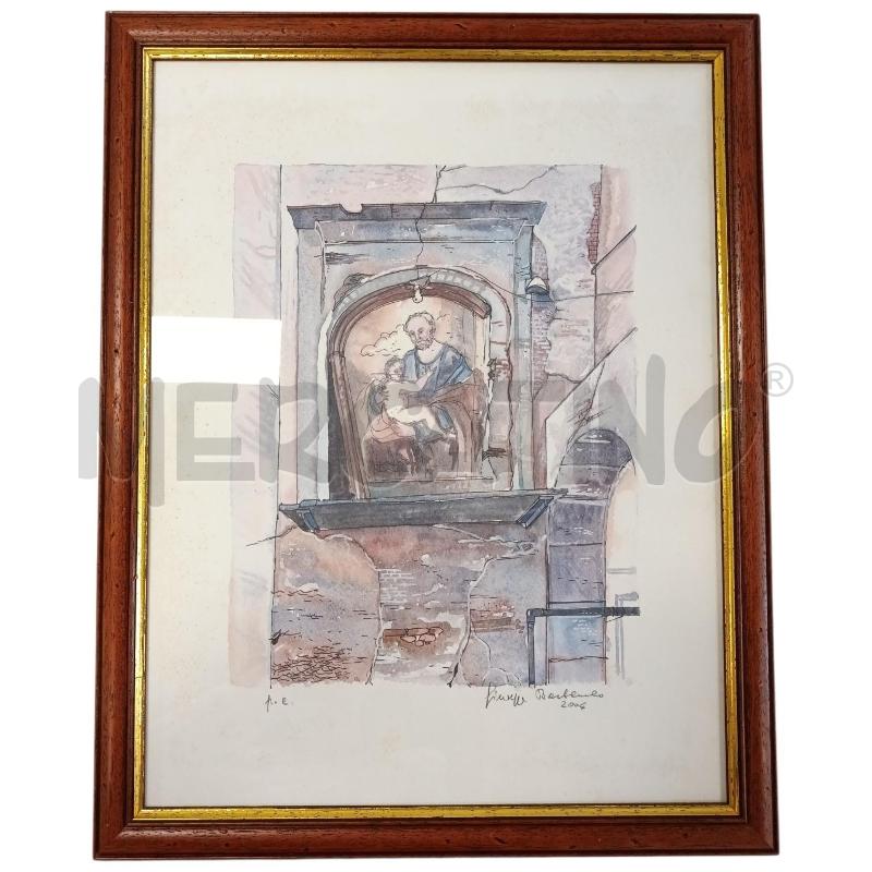 STAMPA GIUSEPPE BARBARULO ACQUERELLO EDICOLA SAN GIUSEPPE CON BAMBINO | Mercatino dell'Usato Salerno torrione 1