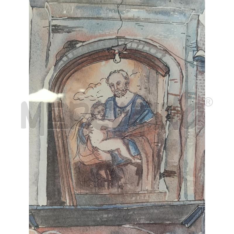 STAMPA GIUSEPPE BARBARULO ACQUERELLO EDICOLA SAN GIUSEPPE CON BAMBINO | Mercatino dell'Usato Salerno torrione 2