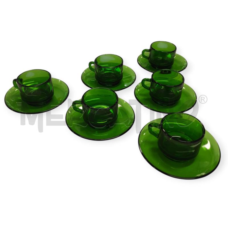TAZZINE CAFFÈ E PIATTINI VERECO VETRO VERDE PZ.6 | Mercatino dell'Usato Salerno torrione 1