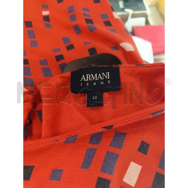 TOP ARMANI JEANS ROSSO RETTANGOLINI BLU ASIMMETRICO TG. 42 | Mercatino dell'Usato Salerno torrione 2