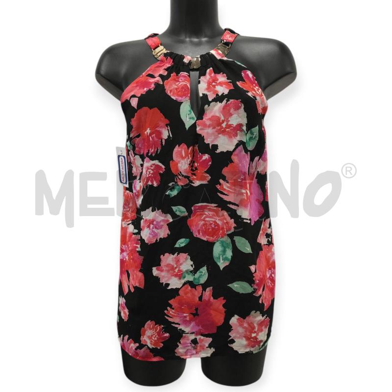 TOP GUESS NERO FIORI ROSSI TG. S | Mercatino dell'Usato Salerno torrione 1