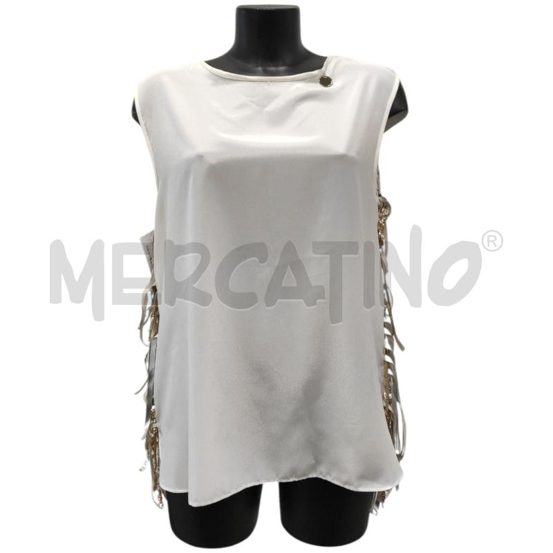 TOP MANGANO BIANCO CON FRANGE METALLIZZATE TG. 40 OVER | Mercatino dell'Usato Salerno torrione 1