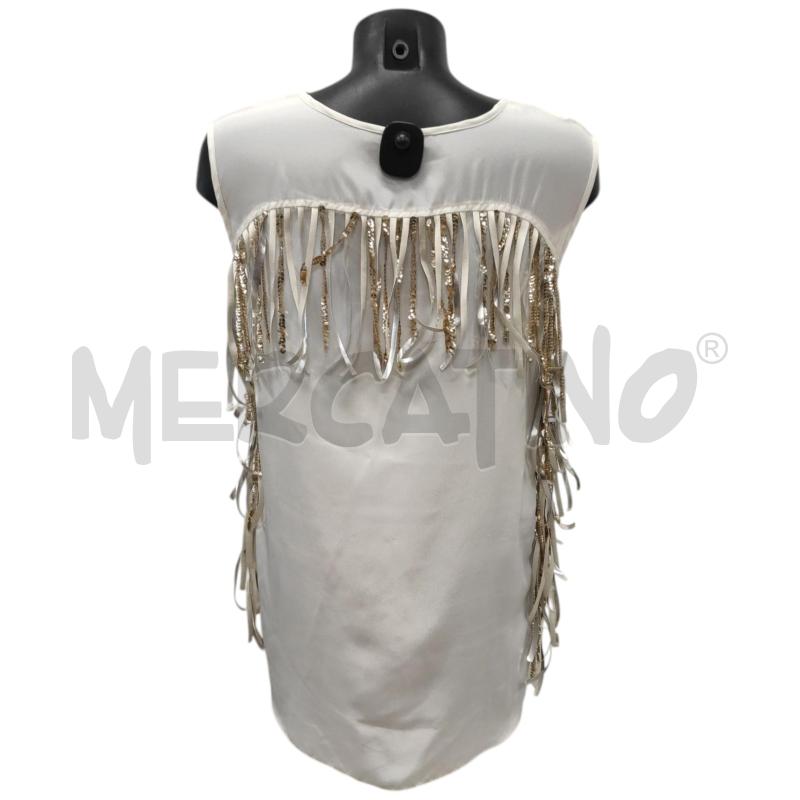 TOP MANGANO BIANCO CON FRANGE METALLIZZATE TG. 40 OVER | Mercatino dell'Usato Salerno torrione 2