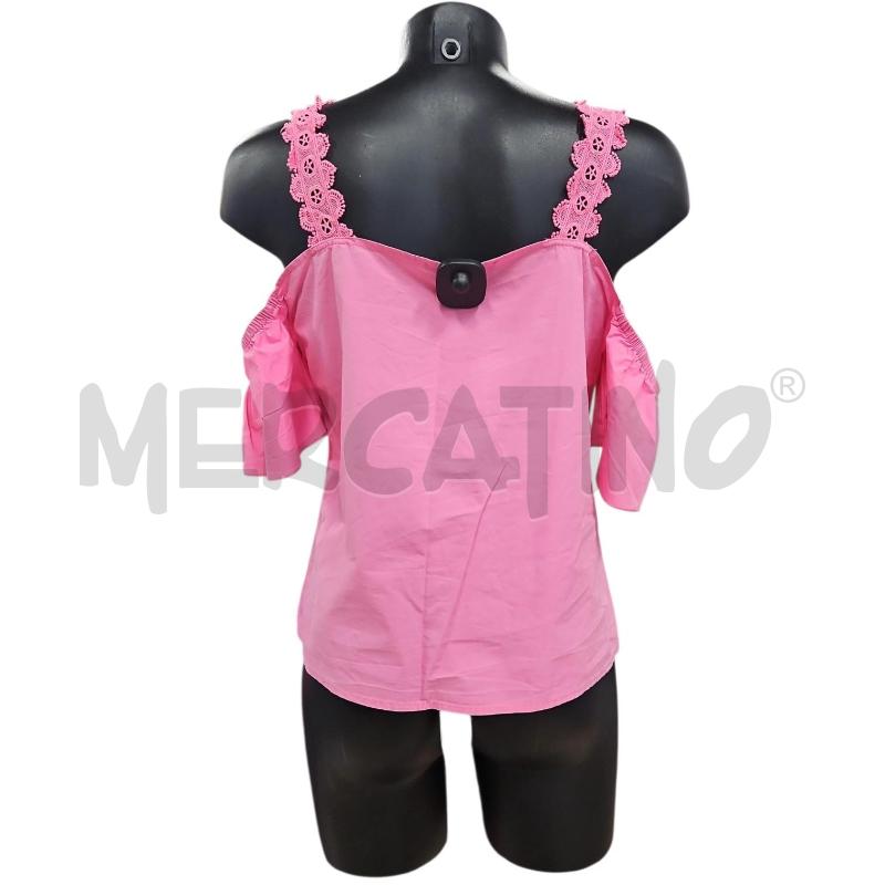 TOP MANGANO FUCSIA CON RICAMO GRANDE FIORE TG. M | Mercatino dell'Usato Salerno torrione 3