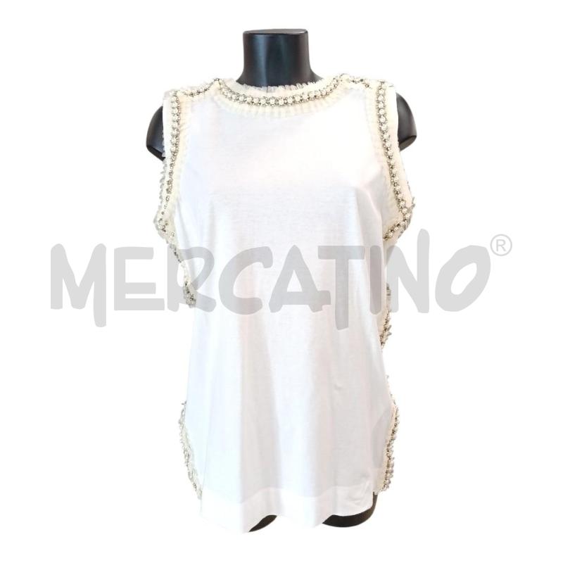 TOP TWINSET BIANCO CON PERLE TG. M | Mercatino dell'Usato Salerno torrione 1