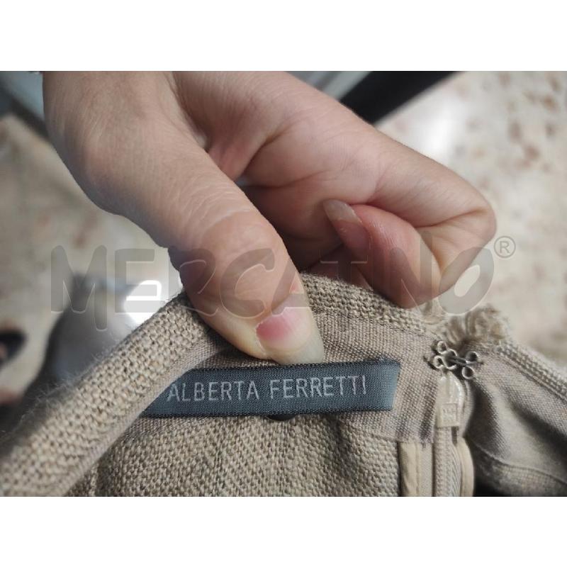 TUBINO DONNA ALBERTA FERRETTI ECRÙ SPALLINE A CINGHIA 100% LINO TG. 44 | Mercatino dell'Usato Salerno torrione 2