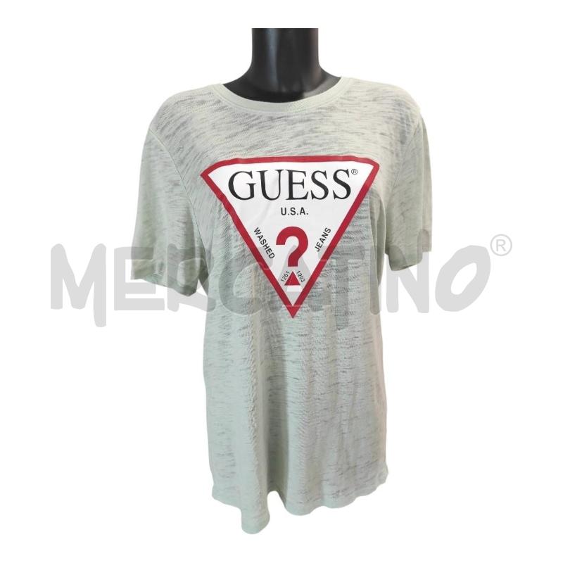 T SHIRT DONNA GUESS VERDE ACQUA LOGO GRANDE TG.L | Mercatino dell'Usato Salerno torrione 1