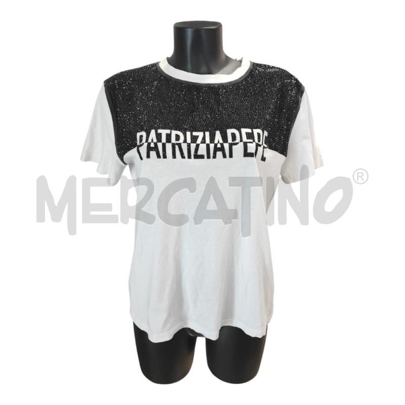 T SHIRT DONNA PATRIZIA PEPE BIANCO NERO STRASS TG.2 | Mercatino dell'Usato Salerno torrione 1