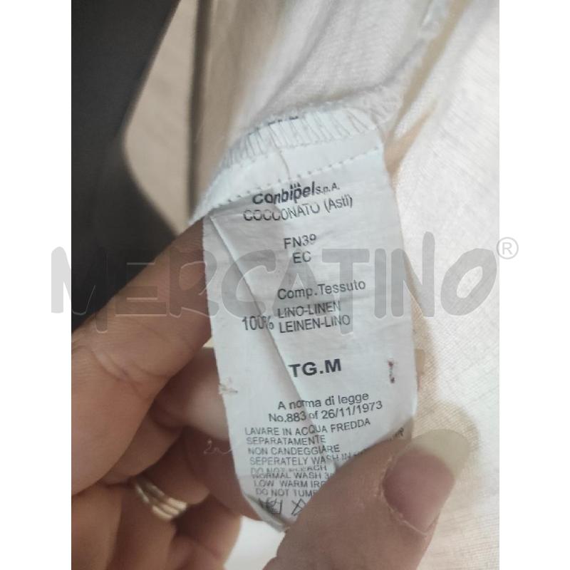 VESTITO CAMICIONE COMBIPEL BIANCO LINO TG.M | Mercatino dell'Usato Salerno torrione 3