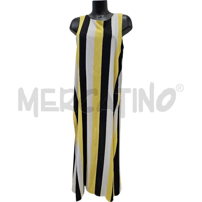VESTITO DONNA ACCADEMIA 20 RIGHE GIALLO NERO BIANCO TG.M | Mercatino dell'Usato Salerno torrione 1