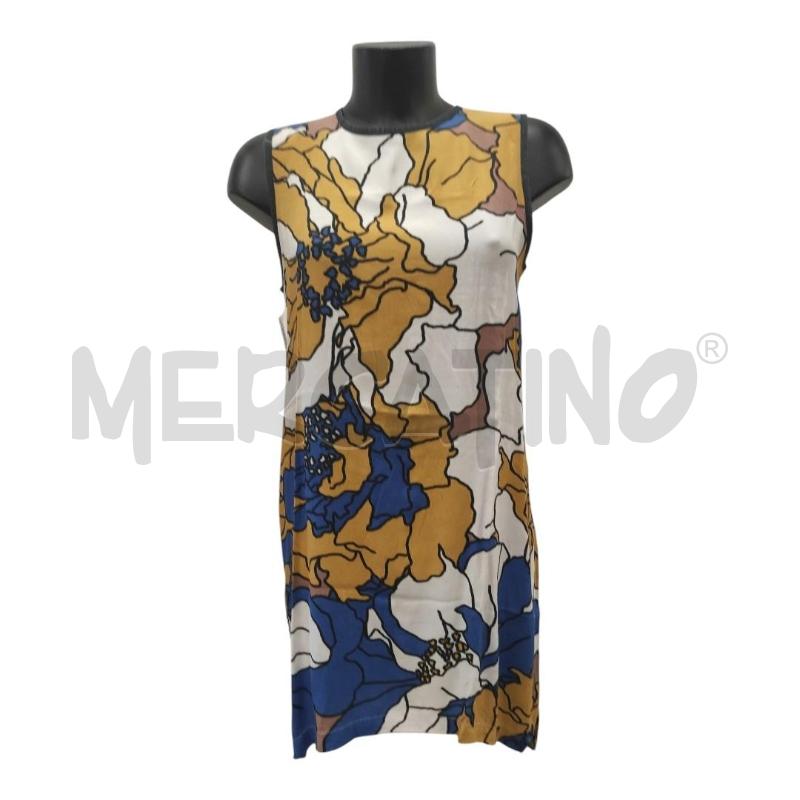VESTITO DONNA ALYSI FLOREALE BLU BIANCO ARANCIO TG. 42 | Mercatino dell'Usato Salerno torrione 1
