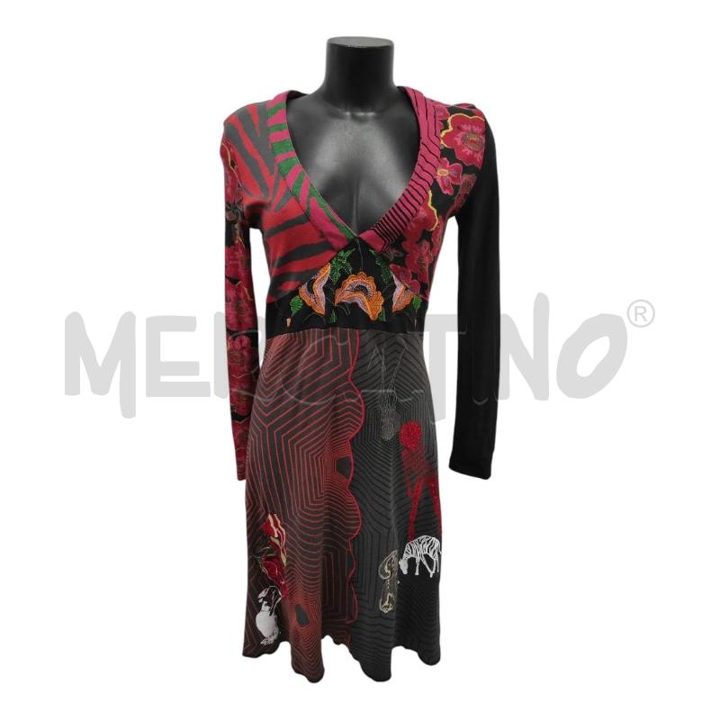 VESTITO DONNA DESIGUAL GRIGIO ROSSO A FANTASIA TG. L | Mercatino dell'Usato Salerno torrione 1