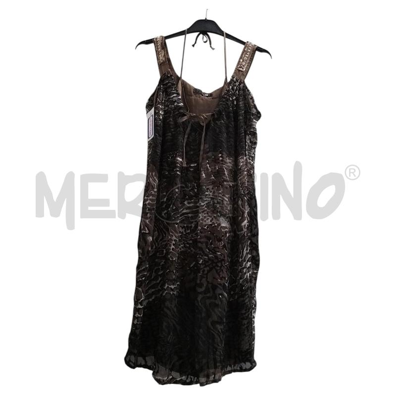 VESTITO DONNA LIU JO MARRONE FANTASIA BRETELLE PAILETTES TG.40 | Mercatino dell'Usato Salerno torrione 1