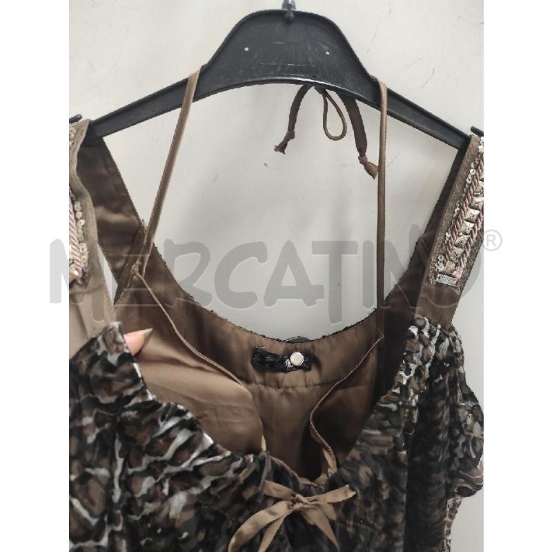 VESTITO DONNA LIU JO MARRONE FANTASIA BRETELLE PAILETTES TG.40 | Mercatino dell'Usato Salerno torrione 4