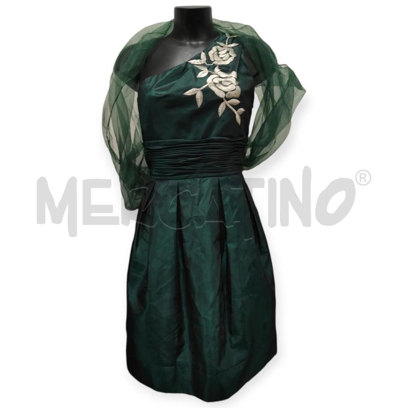 VESTITO DONNA OMAI VERDE CANGIANTE CON STOLA TG. 44 | Mercatino dell'Usato Salerno torrione 1