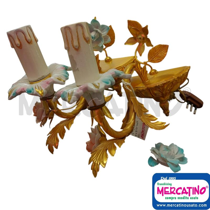 APPLIQUE F.B.A.I. PZ.2 DORATI LAVORATI CON FIORE CERAMICA  | Mercatino dell'Usato Salerno 1