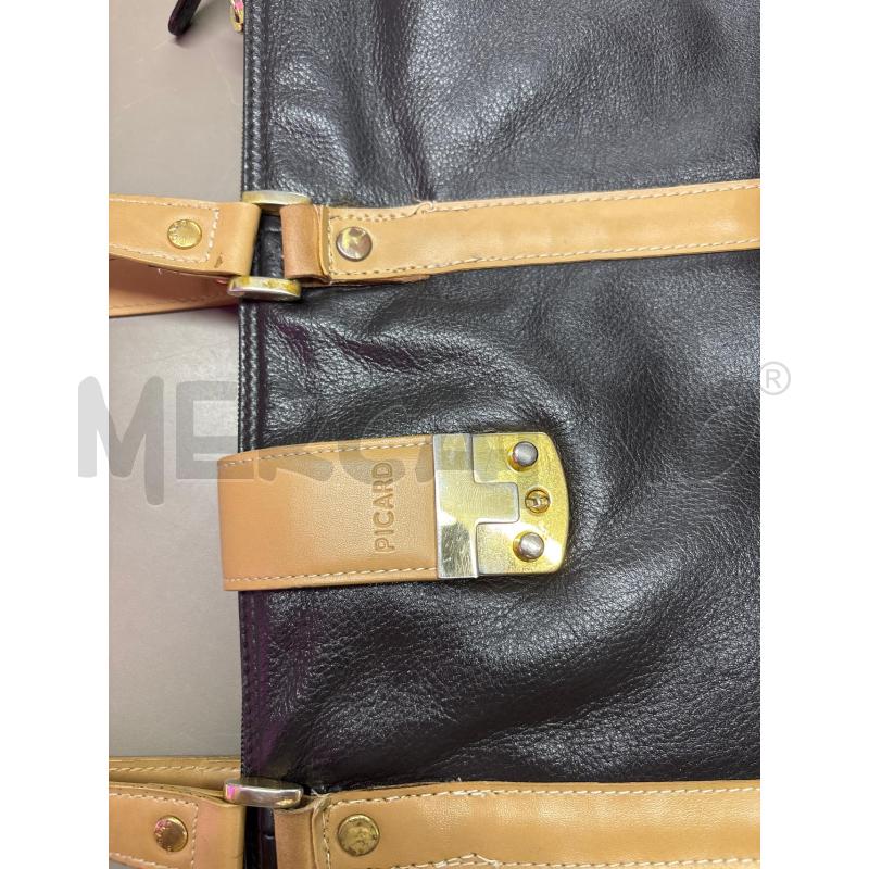 BORSA DONNA PICARD PELLE NERA BEIGE  | Mercatino dell'Usato Salerno 3