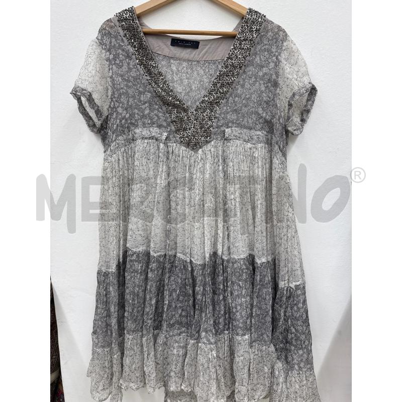 CAFTANO DONNA TWIN SET BALZE GRIGIO APPLICAZIONI SCOLLO V  | Mercatino dell'Usato Salerno 1