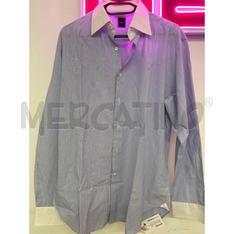 CAMICIA UOMO BAGUTTA CELESTE COLLETTO BIANCO | Mercatino dell'Usato Salerno 1
