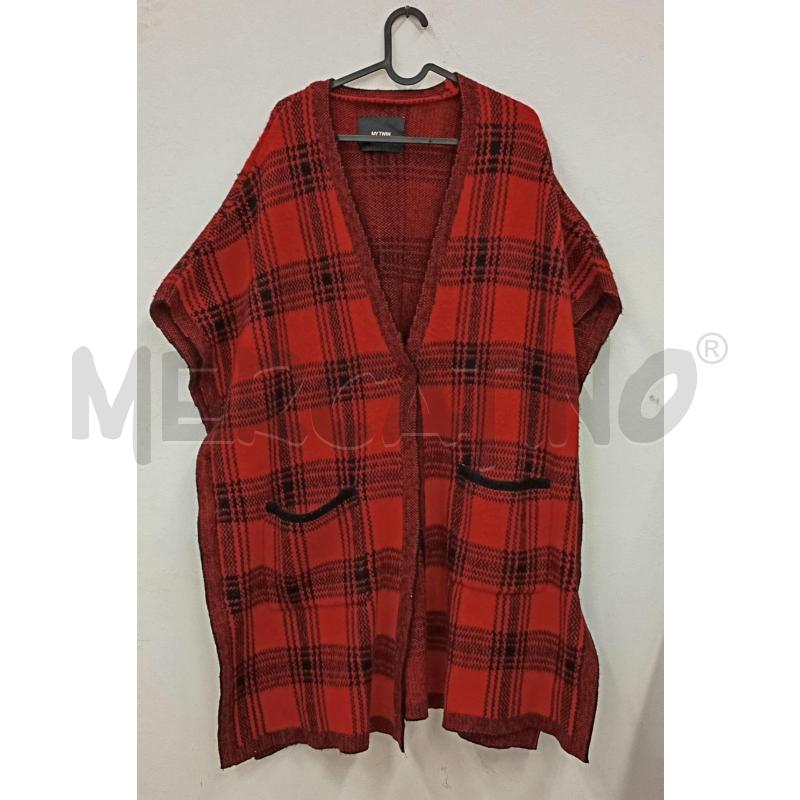 CARDIGAN DONNA TWINSET ROSSO  NERO SCOZZESE MISTO LANA  | Mercatino dell'Usato Salerno 1
