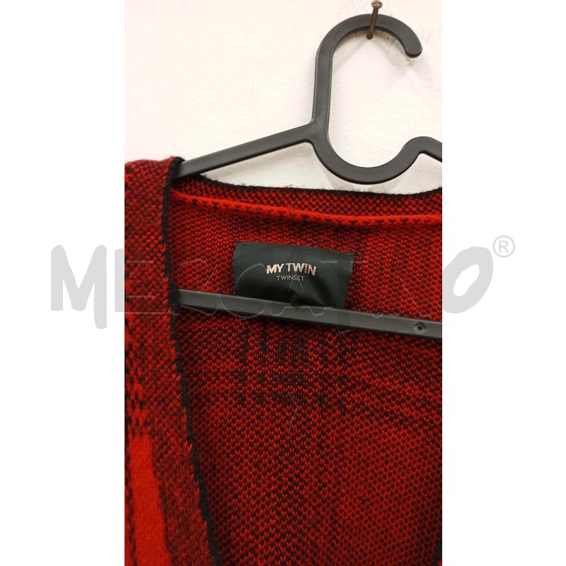 CARDIGAN DONNA TWINSET ROSSO  NERO SCOZZESE MISTO LANA  | Mercatino dell'Usato Salerno 2